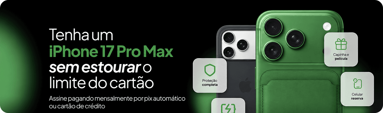 Get an iPhone 17 Pro Max without maxing out your card — pay monthly by automatic transfer or credit card, with full protection, a case and screen protector, and a backup phone.